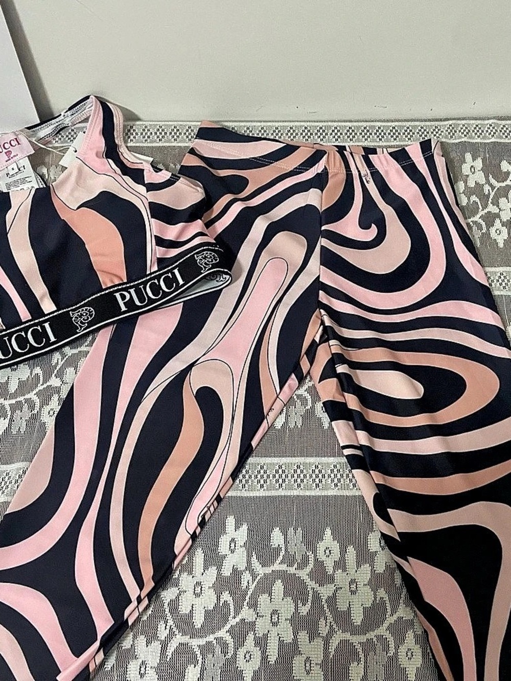 Emilio Pucci Abstract Pink & Black One Piece